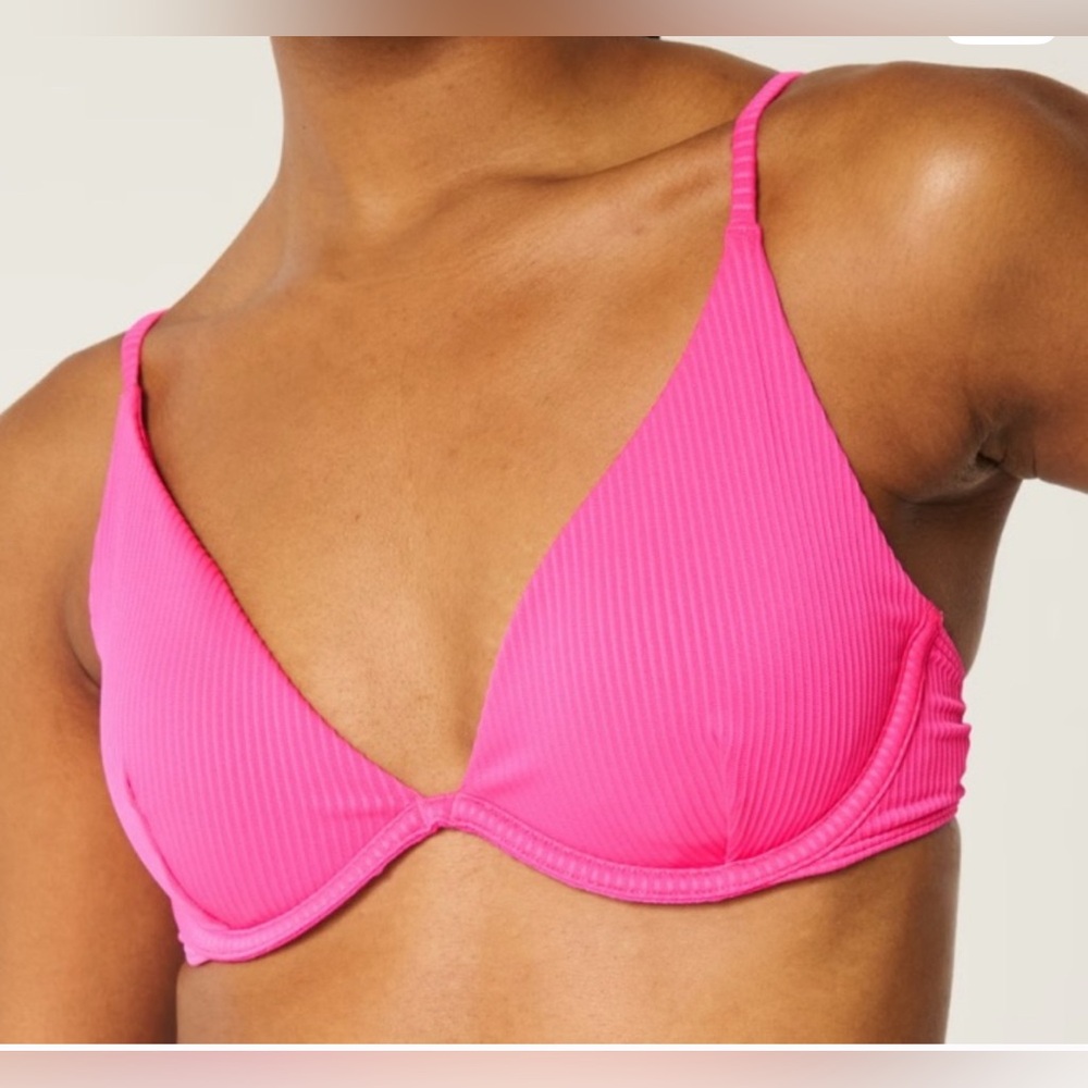 NWT Hollister Apex Pink Ribbed Bikini Top Size Large